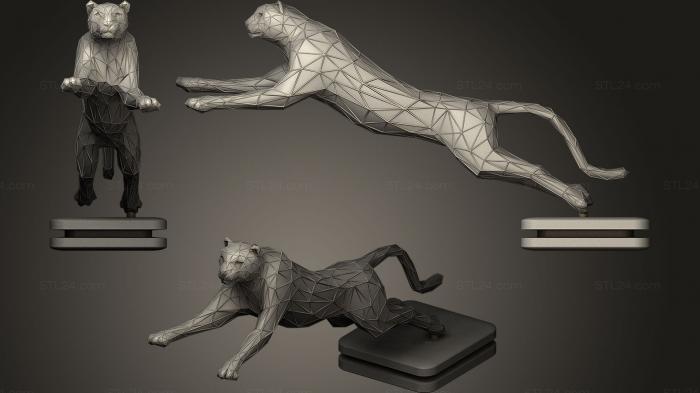 Figurines lions tigers sphinxes (CHEETAH geometric, STKL_0006) 3D models for cnc